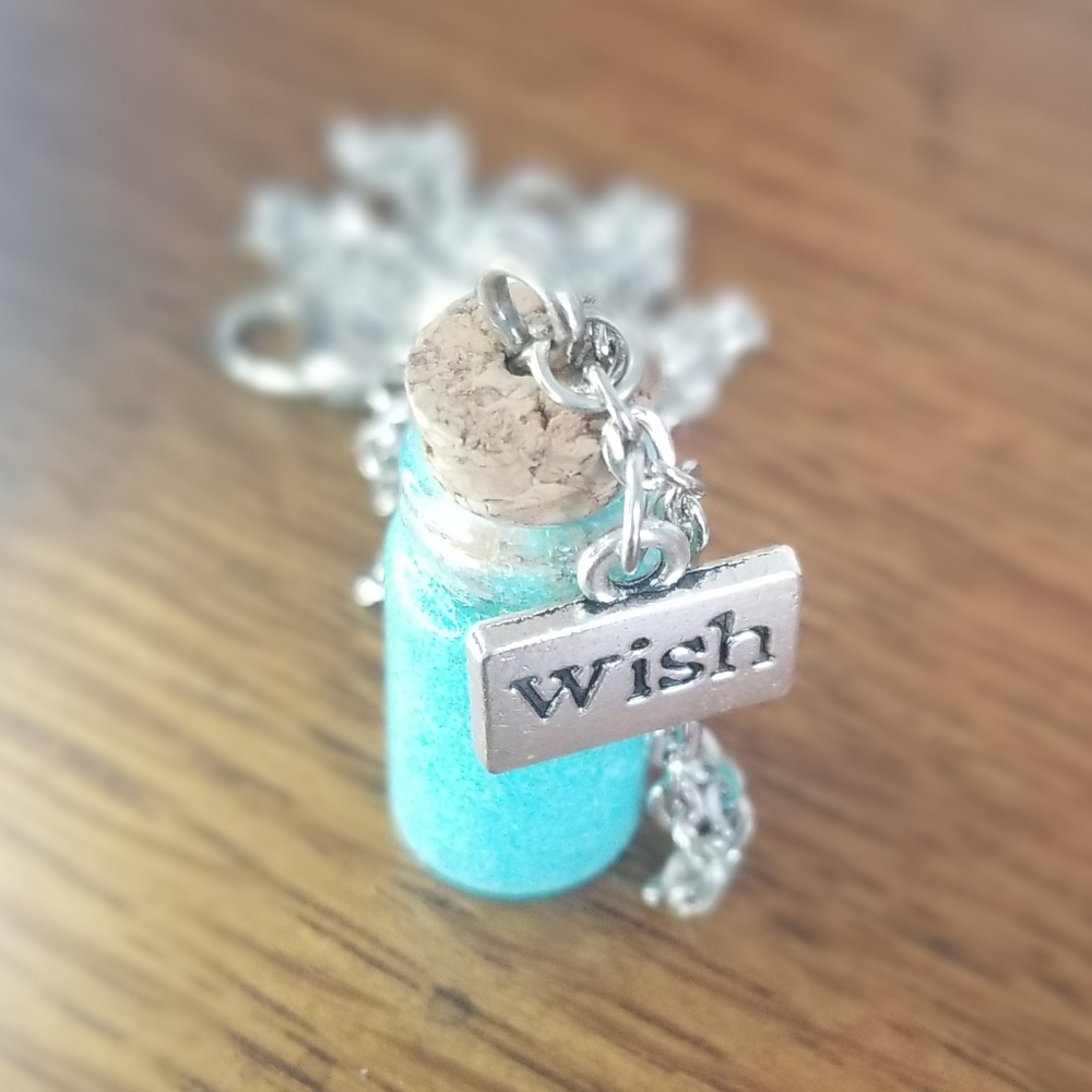 Handmade wish bottle necklace